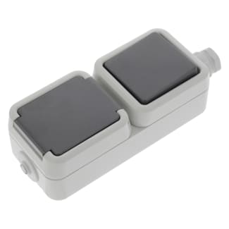 Product afbeelding voor PEHA Combinatie Contactdoos/Wisselschakelaar Opbouw 2-Voudig Verticaal Randaarde Spatwaterdicht Wartel M20 Grijs