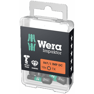 Product afbeelding voor Wera Bitset Impaktor 25mm TX-15 10-Delig