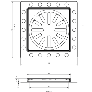 Product afbeelding voor RVS Renovatieput 100x100mm Inbouwdiepte 8mm
