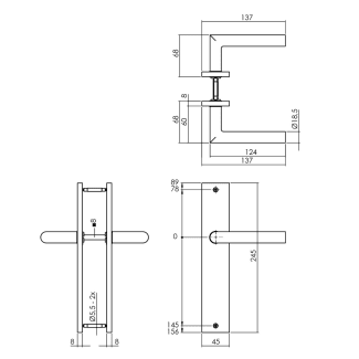 Product afbeelding voor Intersteel Deurkrukgarnituur Bastian Kruk-Kruk Recht Blind 245x45mm Zamak Zwart