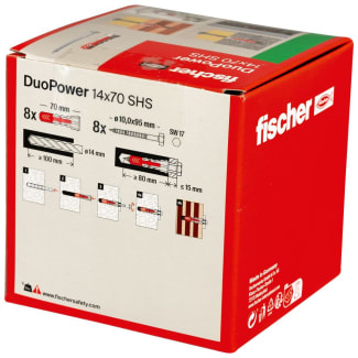 Product afbeelding voor Fischer Universeelplug DuoPower 14x70mm Nylon Met Schroef 8st 538259
