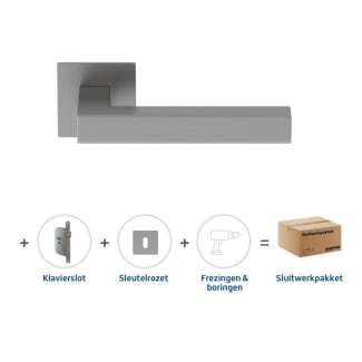 Product afbeelding voor Skantrae Hang&Sluitwerkpakket 2073 Squared 20 Flat + Sleutelrozet + Klavierslot RVS