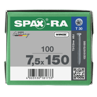 Product afbeelding voor Spax Kozijnschroef 7,5x150mm Platkop TX-30 Verzinkt 100st