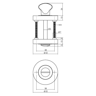 Product afbeelding voor Intersteel WC-Rozet 52mm Rond Verdekt Met Nokken En Stift Zwart
