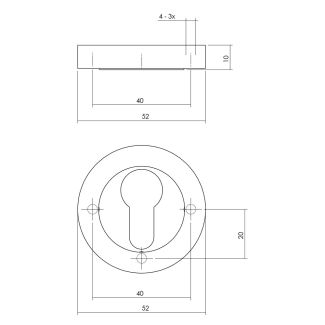 Product afbeelding voor Intersteel Cilinderrozet Rond 10mm 1 Paar RVS Mat Zwart