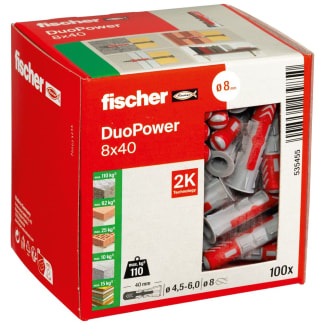 Product afbeelding voor Fischer Universeelplug DuoPower 8x40mm Nylon 100st DIY 535455