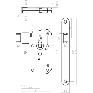 Product afbeelding voor Intersteel Loopslot Doornmaat 50mm Voorplaat Afgerond Wit Met Sluitplaat