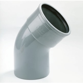 Product afbeelding voor Dyka PVC Bocht 110mm SN4/SN8 1FM 45 Graden Manchetmof/Spie Grijs