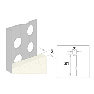 Product afbeelding voor Ripstaal Stucstopprofiel 2136 260cm 3mm RVS