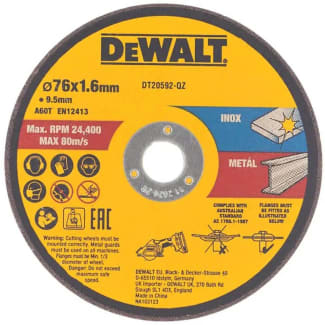 Product afbeelding voor DeWALT Doorslijpschijf DT20592QZ 76x1,6mm Voor RVS/Metaal