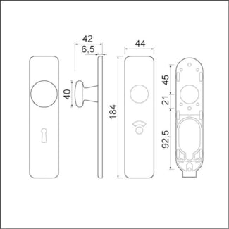 Product afbeelding voor AMI Kortschild 185/44 Klik Geheel Blind F1 Aluminium