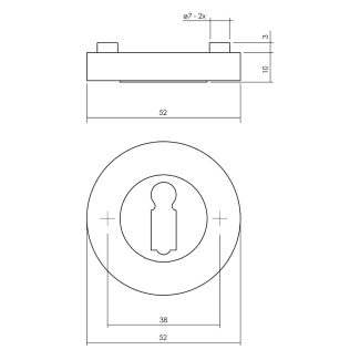 Product afbeelding voor Intersteel Sleutelrozet Rond 52x10mm Zamak Antracietgrijs 1 Paar