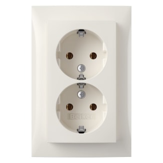 Product afbeelding voor Berker Contactdoos S1 Inbouw 2-Polig 2-Voudig Randaarde Polarwit