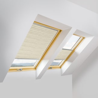 Product afbeelding voor Fakro Plissegordijn APS/A II 114x75cm Handmatig Kleur Beige Gestreept (667) Aluminum Zijgeleiding