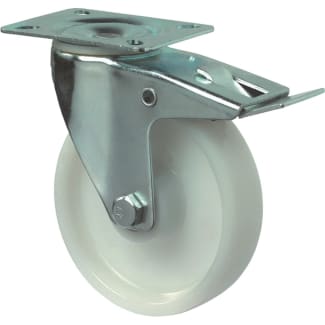 Product afbeelding voor Kelfort Zwenkwiel Met Rollager 200mm 250kg Met Bevestigingsplaat En Rem Verzinkt Wit