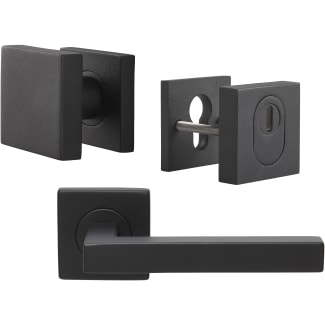 Product afbeelding voor Skantrae Hang&Sluitwerkpakket 94 231 L3 Zwart Harper 1/2 Deurkruk Dunant Knop Pallas Rozet Vierkant Kerntrekbeveiliging Meerpuntssluiting En 4x AXA Scharnier