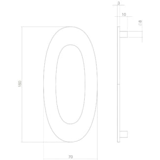 Product afbeelding voor Intersteel Huisnummer 0 150x3mm RVS Zwart