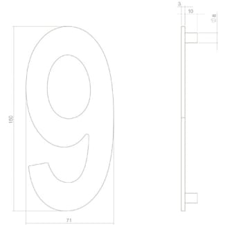 Product afbeelding voor Intersteel Huisnummer 9 150x3mm RVS Zwart