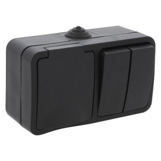 Product afbeelding voor Q-Link Wisselschakelaar Opbouw Combinatie Randaarde IP54 Zwart