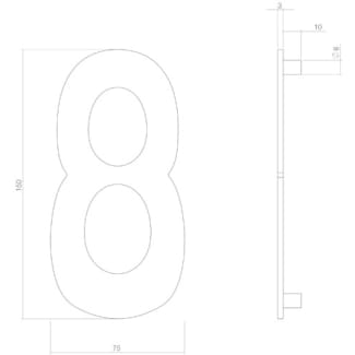 Product afbeelding voor Intersteel Huisnummer 8 150x3mm RVS Zwart