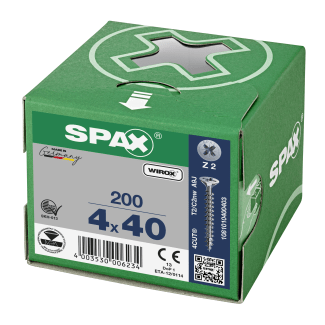 Product afbeelding voor Spax Spaanplaatschroef 4x40/35mm Platkop/Kruiskop PZ-2 Verzinkt 200st