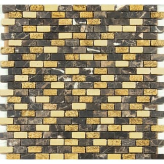 Product afbeelding voor Mozaiektegel Musa Brick Emperador 30x30cm 8mm Glanzend Gerectificeerd