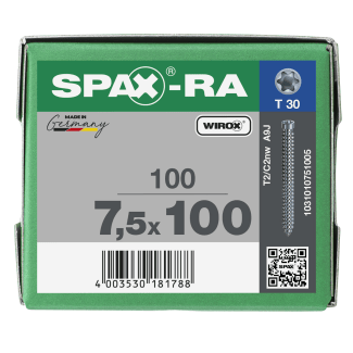 Product afbeelding voor Spax Kozijnschroef 7,5x100mm Cilinderkop TX-30 Verzinkt 100st