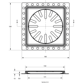 Product afbeelding voor RVS Renovatieput 150x150mm Inbouwdiepte 10mm