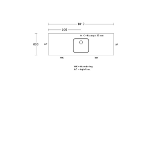 Product afbeelding voor Procasa Keuken Werkblad 181x60cm Multiplex Zwart DE 2390 Voorzien Van Waterkering Zijkanten Afgewerkt Inclusief Spoelbak Lanseto 043N