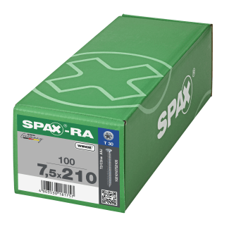 Product afbeelding voor Spax Kozijnschroef 7,5x210mm Platkop TX-30 Verzinkt 100st