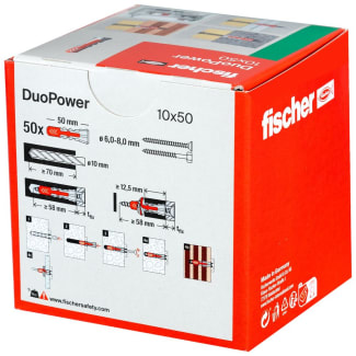 Product afbeelding voor Fischer Universeelplug DuoPower 10x50mm Nylon 50st DIY 535456