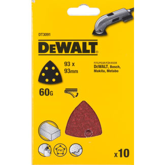 Product afbeelding voor DeWALT Deltaschuurpapier DT3091QZ K60 93mm Driehoekig 10st