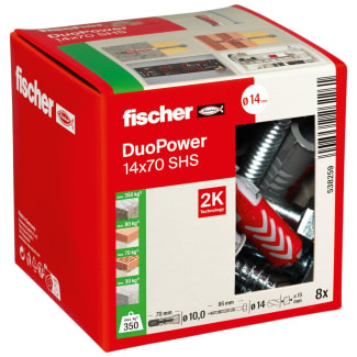 Product afbeelding voor Fischer Universeelplug DuoPower 14x70mm Nylon Met Schroef 8st 538259
