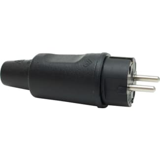 Product afbeelding voor Kelfort Stekker Randaarde Recht 2-polig 230V 16A CEE Rubber Zwart