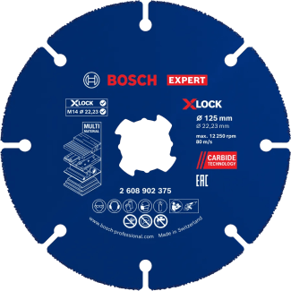 Product afbeelding voor Bosch Doorslijpschijf Carbide 125mm 2608902375 Expert X-Lock Inclusief Tas Met Eurotansing