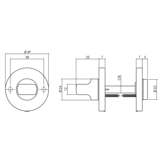 Product afbeelding voor Intersteel WC-Rozet Rond 49x7mm Zamak Zwart