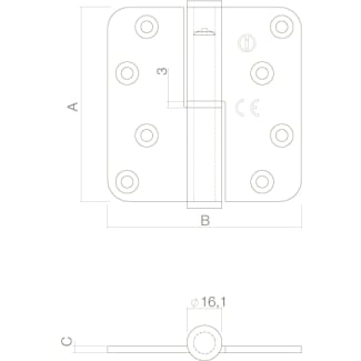 Product afbeelding voor Intersteel Kogelstiftpaumelle Ronde Hoeken 89x89mm Rechts RVS