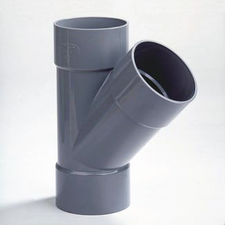 Product afbeelding voor Dyka PVC T-Stuk 50mm 3LV 45 Graden 3x Lijmmof Grijs