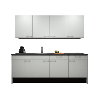 Product afbeelding voor Procasa Keuken 240cm Compleet Wit Spoelbak Links Uit Midden Met Inbouwkoelkast Links