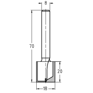 Product afbeelding voor Trasco Groeffrees Hardmetaal 18x20/70mm Aansluiting 8mm