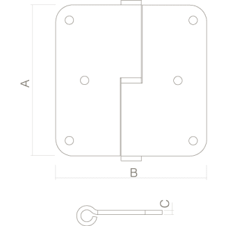 Product afbeelding voor Intersteel Paumelle 89x89mm Links Afgerond RVS