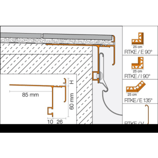 Product afbeelding voor Schlüter BARA-RTKE Buitenhoek 90 Graden 23mm Alu Met Kleurcoating Pastelgrijs E90/RTKE23PG
