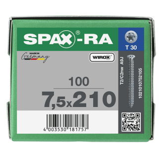 Product afbeelding voor Spax Kozijnschroef 7,5x210mm Platkop TX-30 Verzinkt 100st
