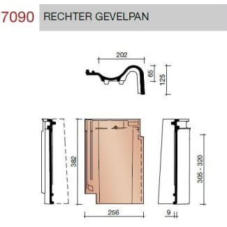 Product afbeelding voor Wienerberger OVH Vario Gevelpan Rechts Matzwart Verglaasd 744