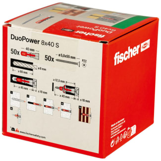 Product afbeelding voor Fischer Universeelplug DuoPower 8x40mm Nylon Met Schroef 50st 535460