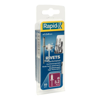 Product afbeelding voor Rapid Blindklinknagel High Performance 3.2x8mm Aluminium Met Boor 50st