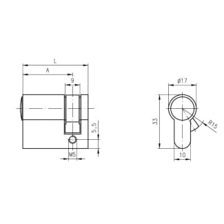 Product afbeelding voor DOM Profielcilinder 333 Plura Enkel H/30mm Messing Vernikkeld Mat SKG2