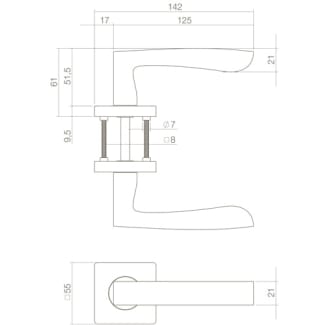 Product afbeelding voor Intersteel Deurkruk Minos Op Rozet 1 Paar 55x55x9.5mm 7mm Nokken Zwart