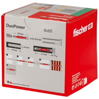 Product afbeelding voor Fischer Universeelplug DuoPower 8x65mm Nylon 50st DIY 538251