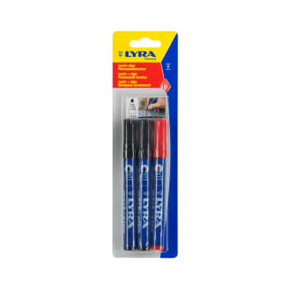 Product afbeelding voor Lyra Markeerstift Permanent Fijn 3 Stuks 2 Zwart 1 Rood